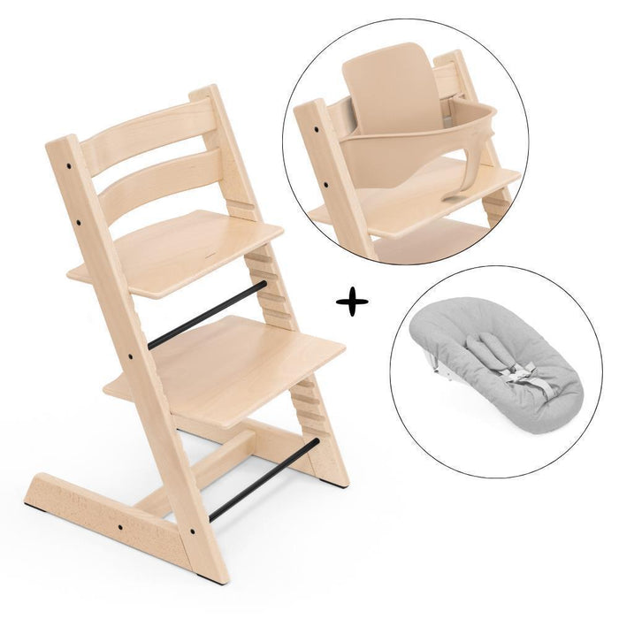 Stokke Bundle Tripp Trapp + Baby Set² Natural + Newborn Set Grey