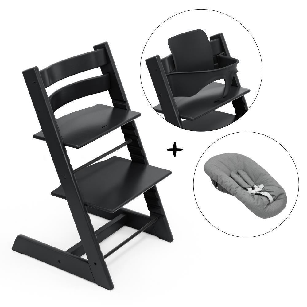 Stokke Bundle Tripp Trapp + Baby Set² Black + Newborn Set Anthracite