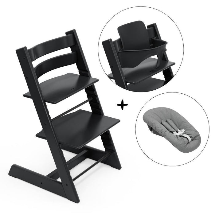 Stokke Bundle Tripp Trapp + Baby Set² Black + Newborn Set Anthracite