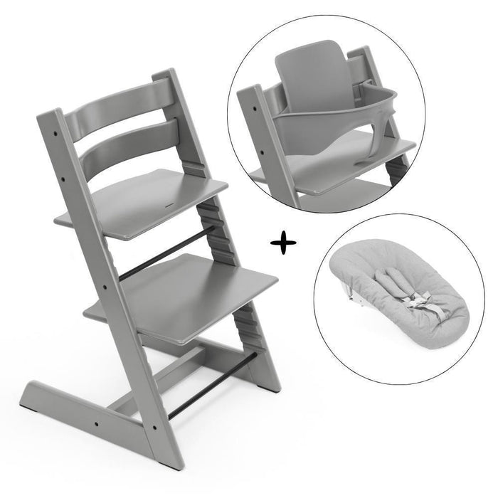 Stokke Bundle Tripp Trapp + Baby Set² Storm Grey + Newborn Set Grey