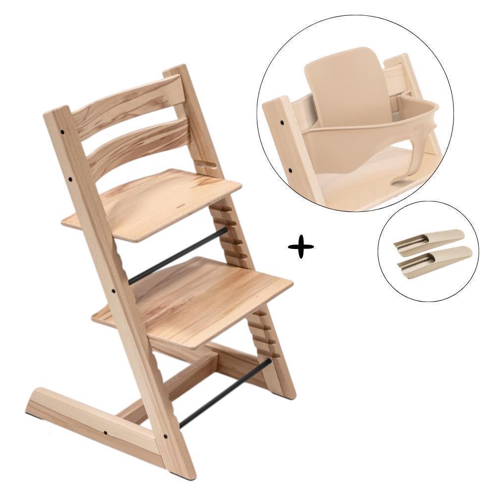 Pack Cadeira da Papa Tripp Trapp em Madeira Wild Wood + Baby Set² Natural