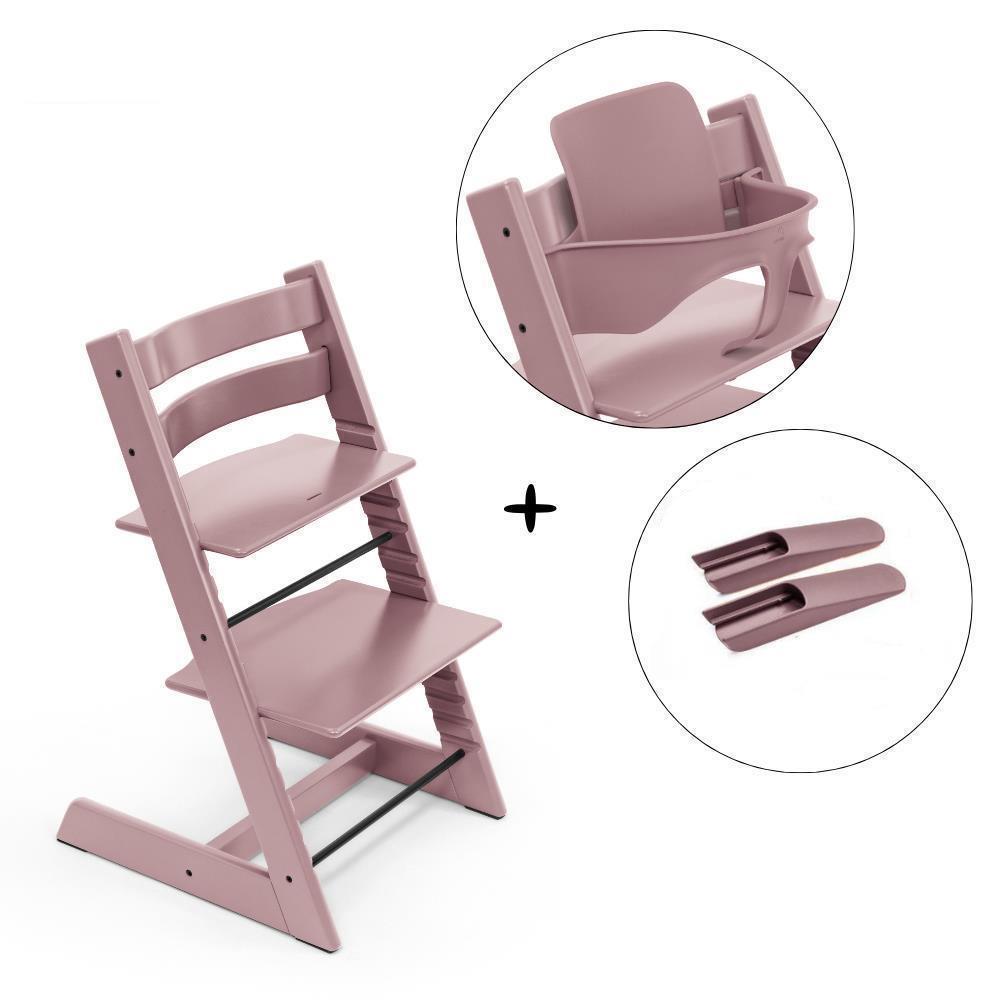 Pack Cadeira da Papa Tripp Trapp em Madeira + Baby Set² Heather Mauve