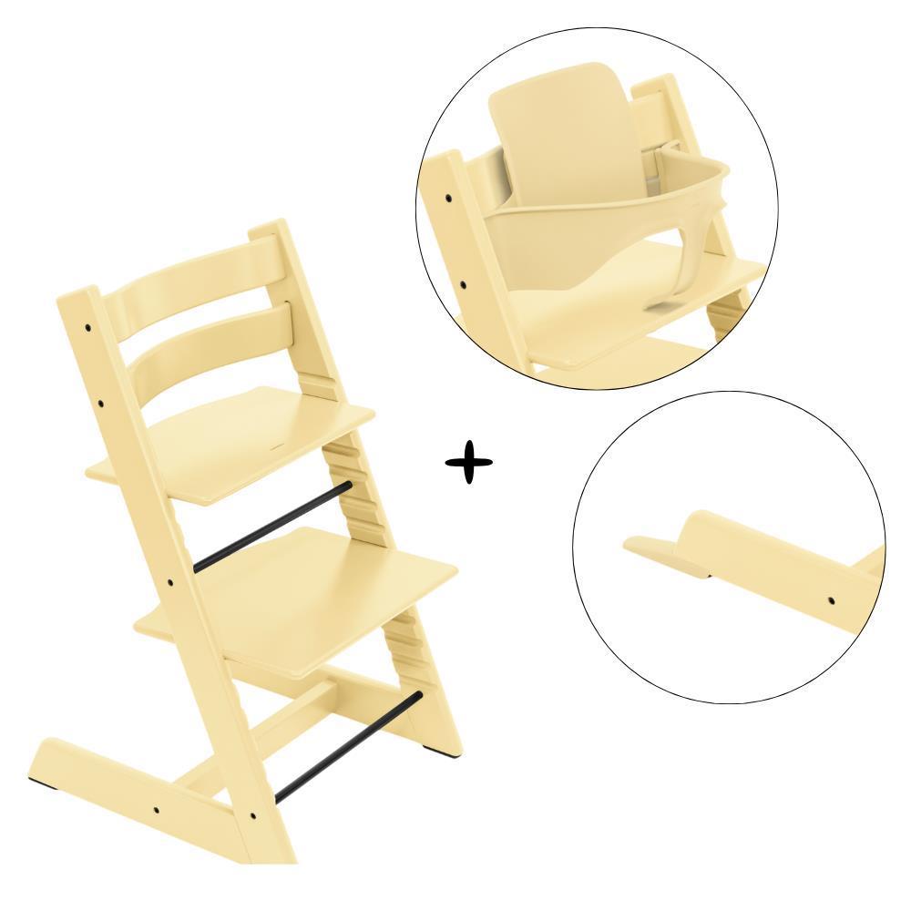 Pack Cadeira da Papa Tripp Trapp em Madeira Lemon Yellow + Baby Set² Lemon Yellow