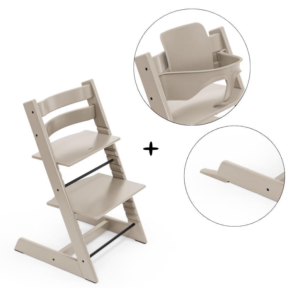 Pack Cadeira da Papa Tripp Trapp em Madeira Cashmere Grey + Baby Set² Cashmere Grey