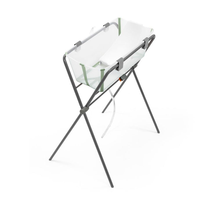 Pack Stokke Banheira Dobrável Flexi Bath Transparent Green + Assento + Suporte