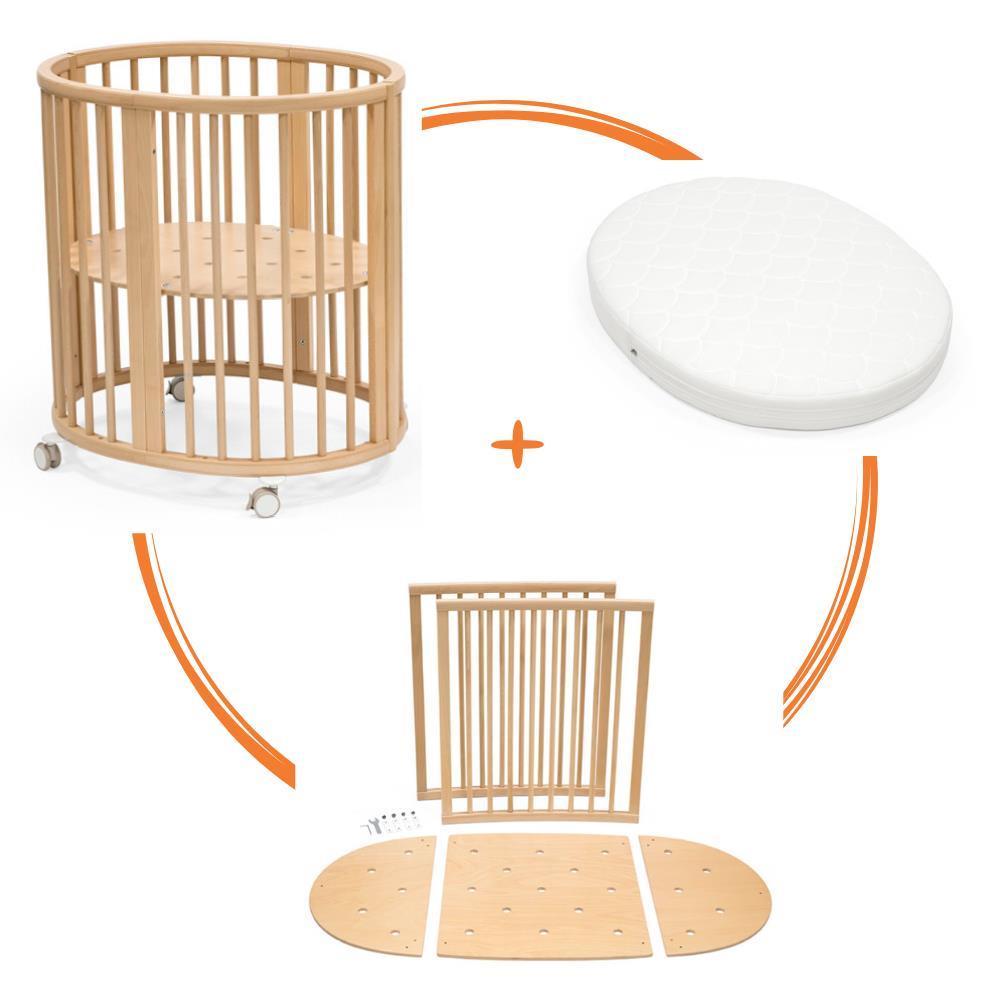 Pack Stokke Berço Sleepi Mini V3 Natural + Colchão para Berço + Extensão para Cama Sleepi V3 Natural