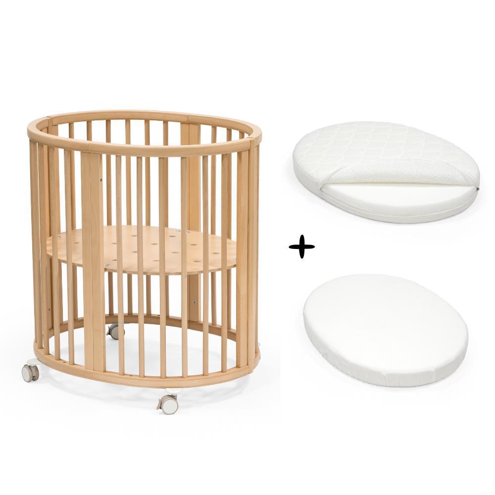 Pack Stokke Berço Sleepi Mini V3 Natural + Colchão + Lençol Ajustável White OCS