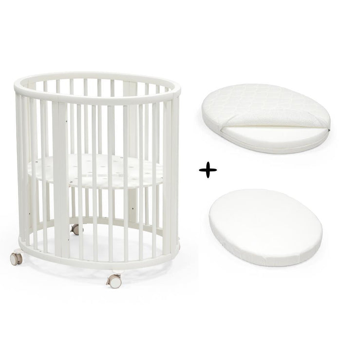 Pack Stokke Berço Sleepi Mini V3 White + Colchão + Lençol Ajustável White OCS
