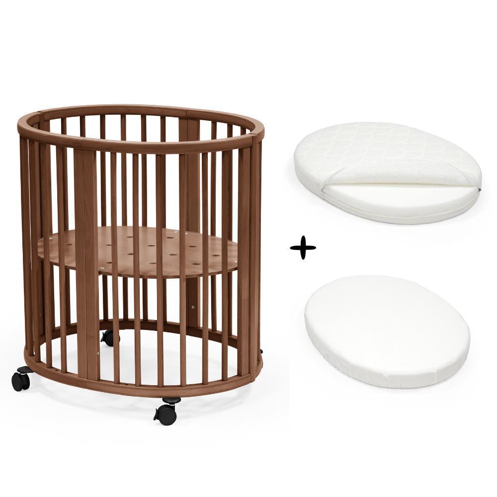 Pack Stokke Berço Sleepi Mini V3 Warm Brown + Colchão + Lençol Ajustável White OCS