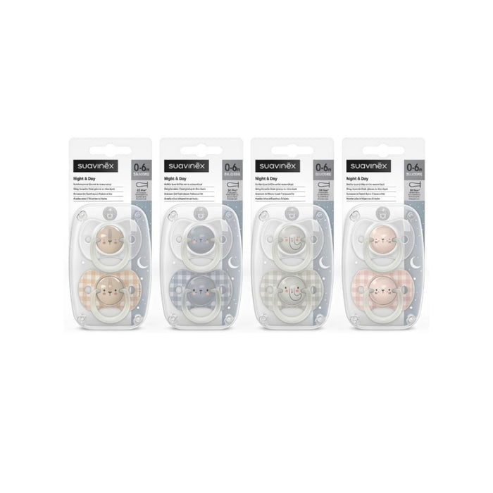 2 Chupetas em Silicone Suavinex Night and Day 0-6m