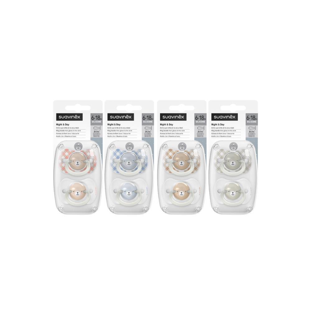 2 Chupetas em Silicone Suavinex Night and Day 6-18m