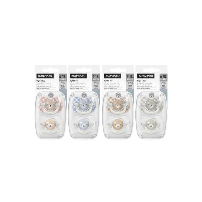 2 Chupetas em Silicone Suavinex Night and Day 6-18m