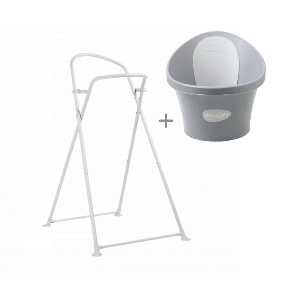 Shnuggle Pebble Grey Bathtub and Stand Pack