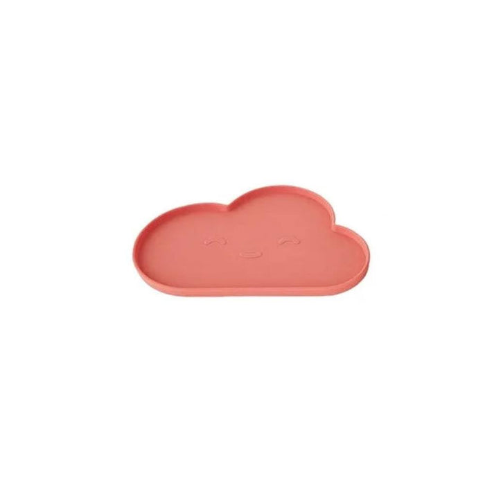 Prato e Taça em Silicone Oyoy Mini Cloud Rubber/Coral