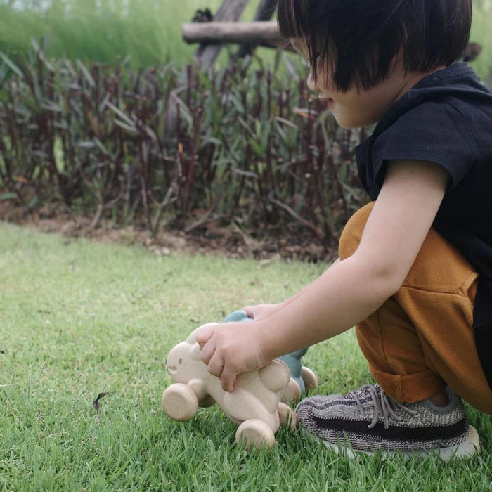 Coelho com Rodas Plan Toys Eco Branco