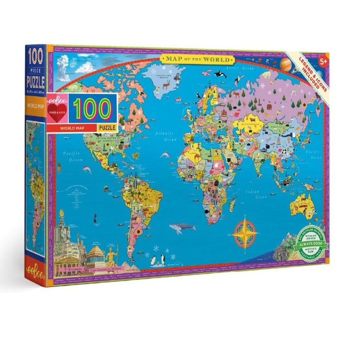 Puzzle Eeboo Mapa Mundo 100 Peças