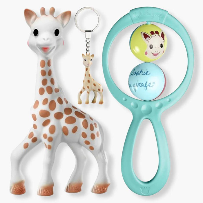 Conjunto Sophie La Girafe 100% Hevea + Roca + Porta-Chaves