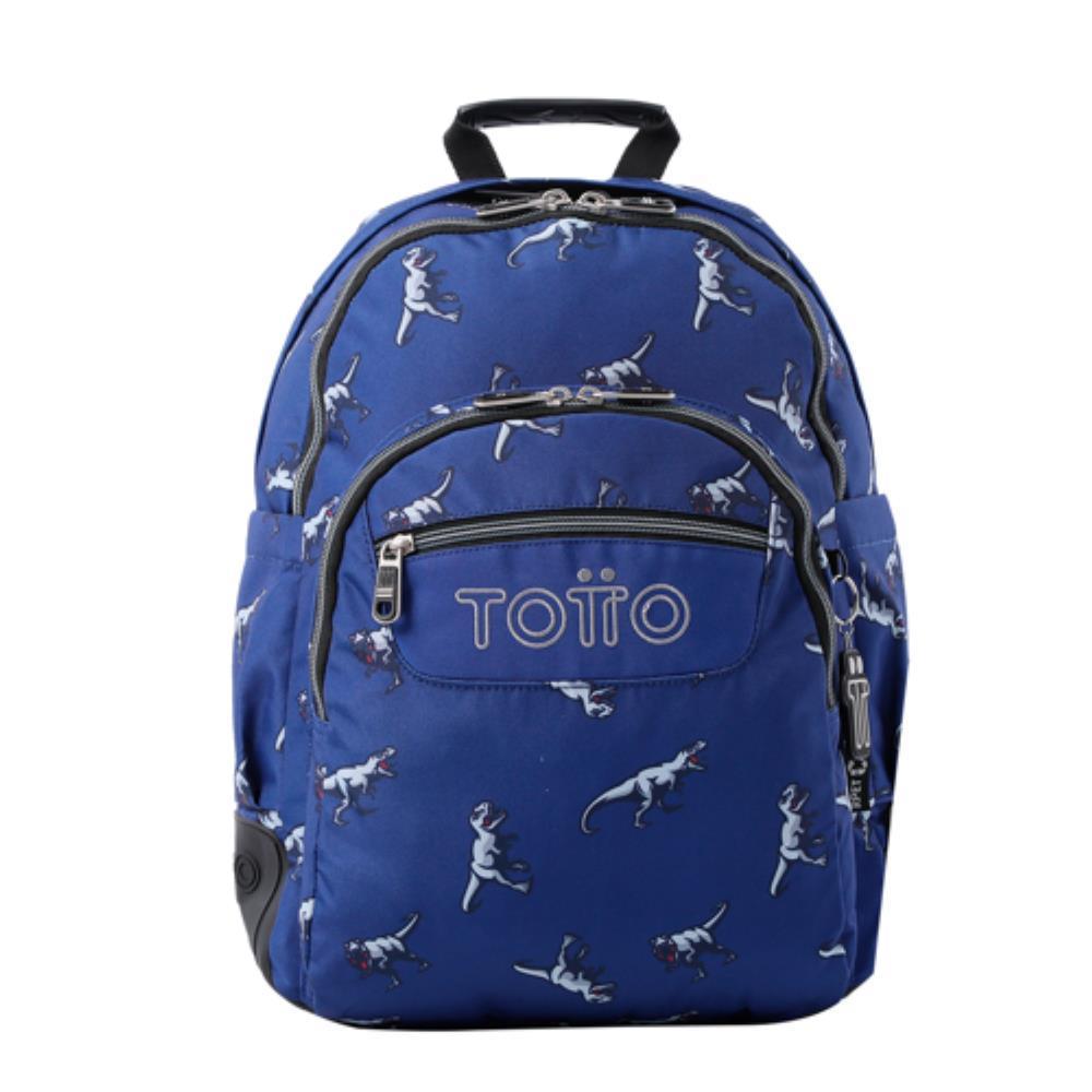 Totto Rayol Mochila Mediana Dinosaurios, Azul, 44cm