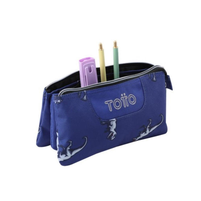 Estojo Triplo Totto Tablero Dinossauros Azul