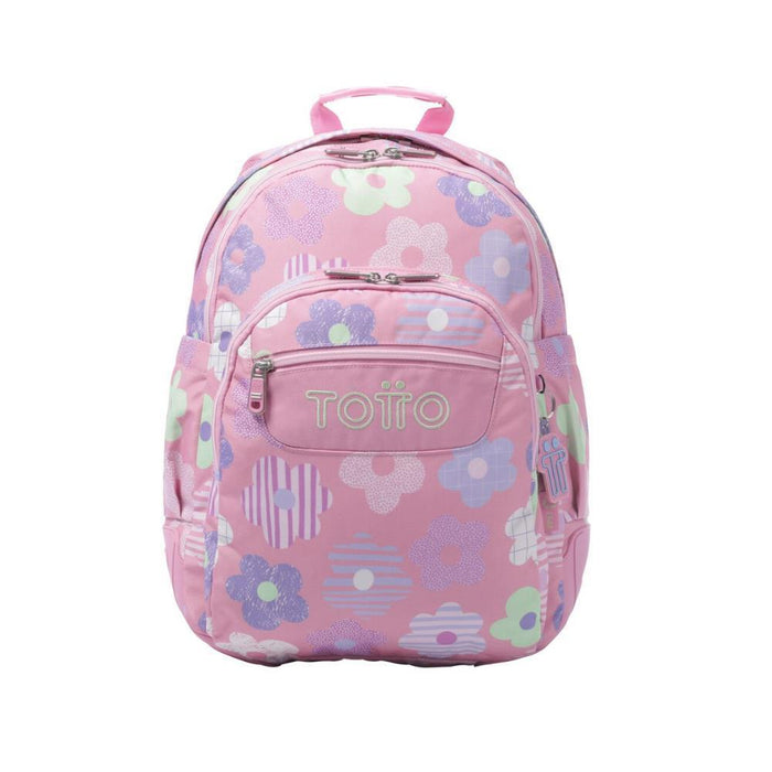 Mochila Grande Totto Rayol Flor Rosa 44cm