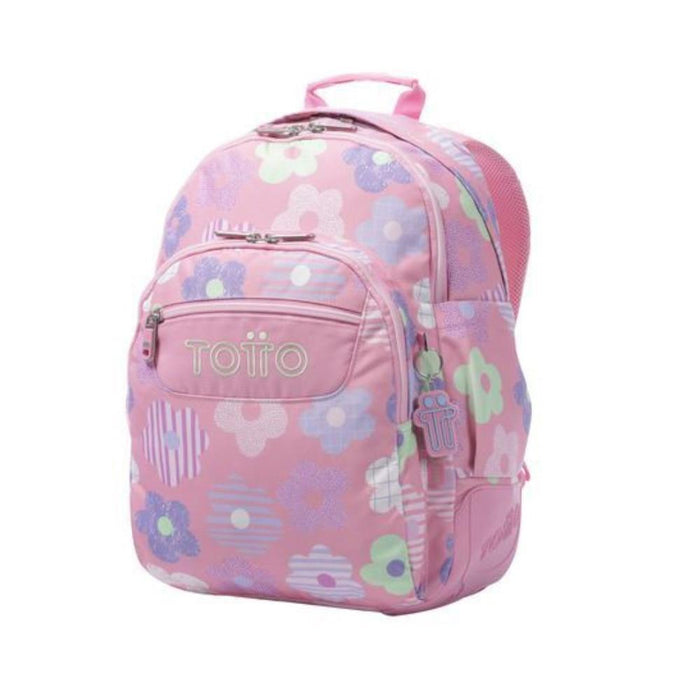 Mochila Grande Totto Rayol Flor Rosa 44cm