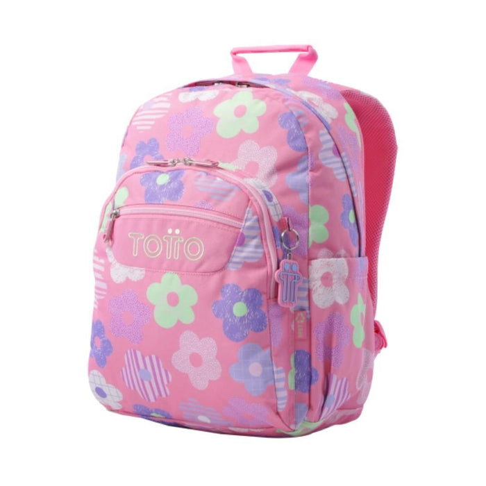 Mochila Totto Acuareles Flores Rosa 44cm