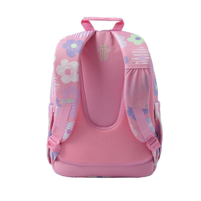 Mochila Totto Acuareles Flores Rosa 44cm