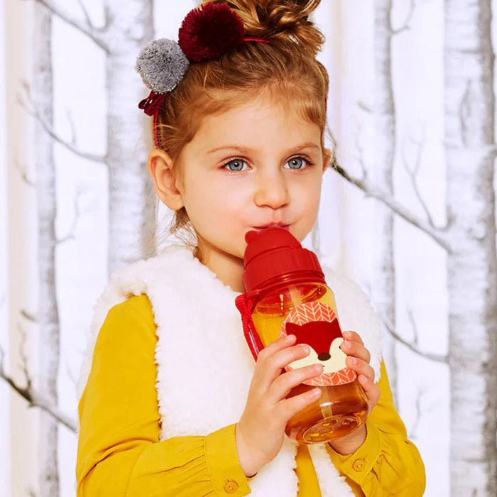 Garrafa com Palhinha Raposa Zoo 390ml