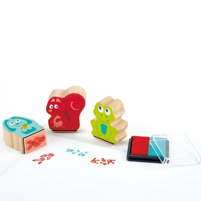 3 Carimbos em Madeira Hape Pegadas de Animais