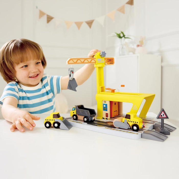Grua e Veículos de Construção Hape 14 Peças