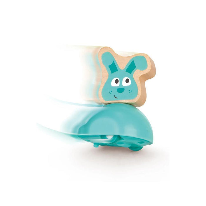 Carro Hape Coelho Azul Pressione e Corre