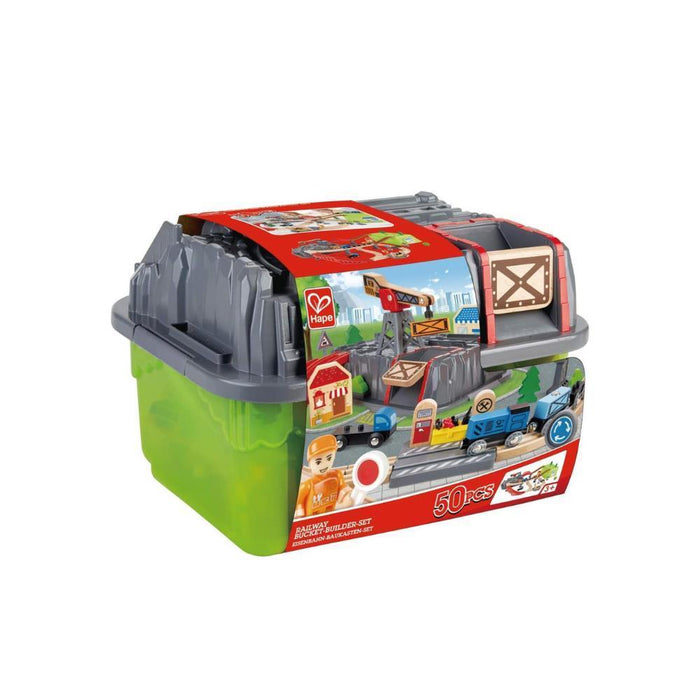 Caixa Hape Bucket Builder Pista Comboio em Madeira 50 Peças