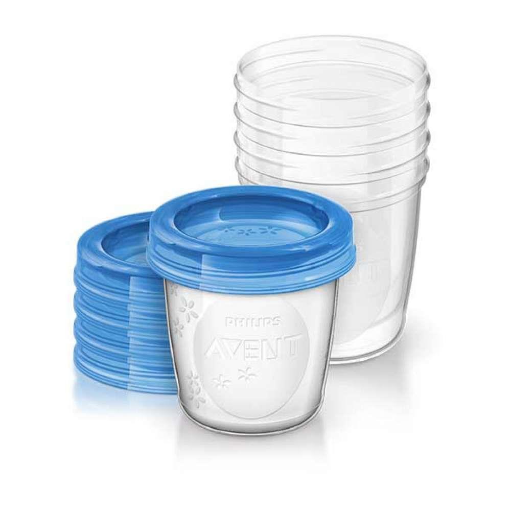 5 Philips Avent Reusable Storage Cups with Lids 180 ml