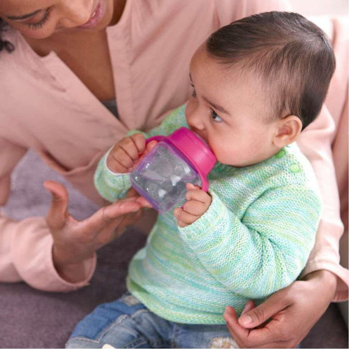 Pink Silicone Learning Cup with Handles and Mouthpiece 200ml