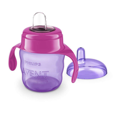 Pink Silicone Learning Cup with Handles and Mouthpiece 200ml