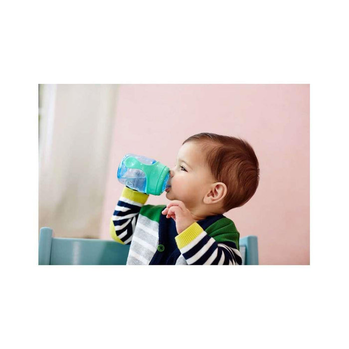 Green Silicone Learning Cup with Handles and Mouthpiece 200 ml