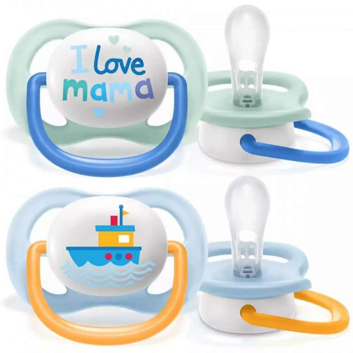 2 Ultra Air Happy Pacifiers 0-6m Boy