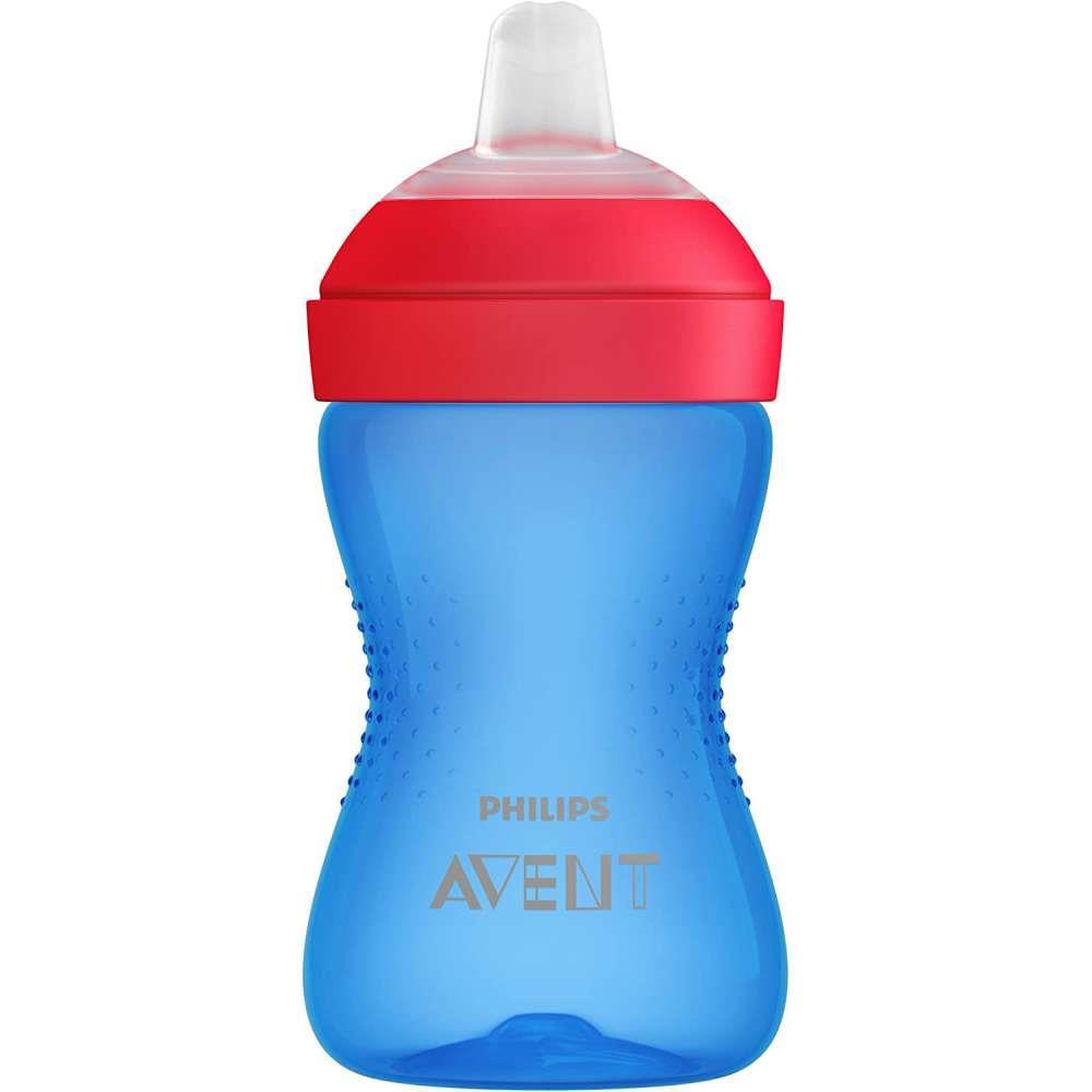 Vaso de aprendizaje Philips Avent con boquilla suave, azul/rojo
