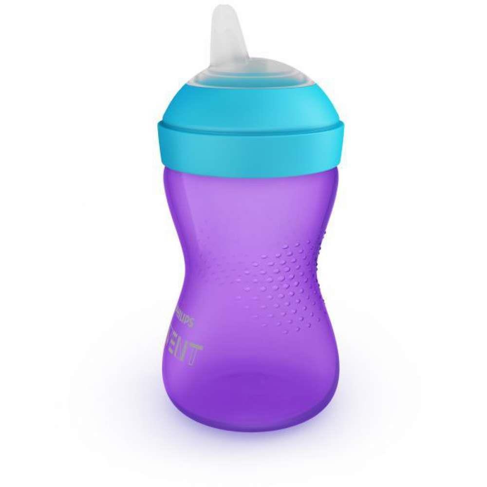 Vaso de aprendizaje Philips Avent con boquilla suave, lila/azul, 300 ml