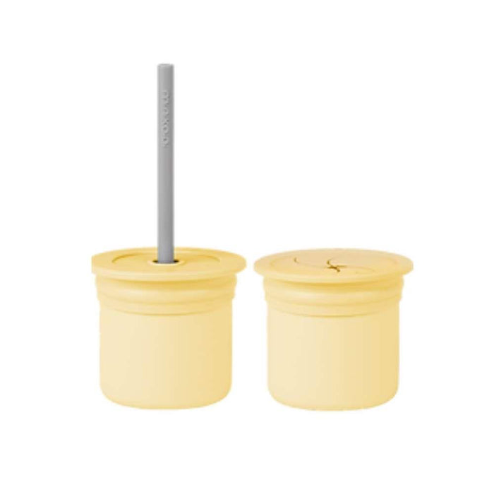Copo Sip/Snack com Palhinha em Silicone Amarelo
