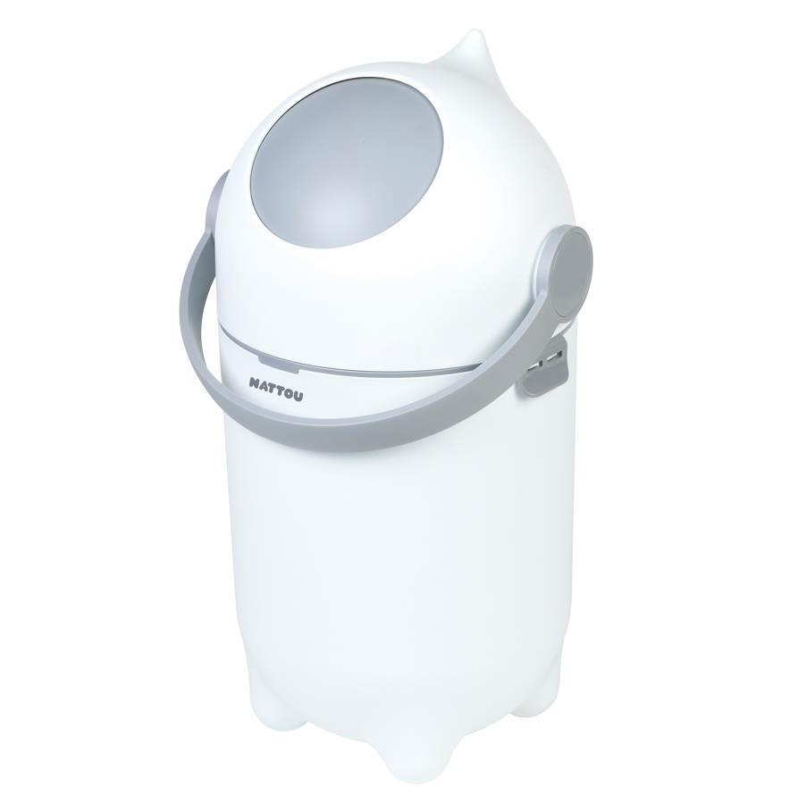 Contenedor de pañales Nattou Dropy, blanco y gris.