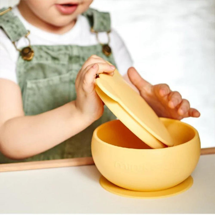 Taça em Silicone com Ventosa e Tampa Minikoioi Amarelo