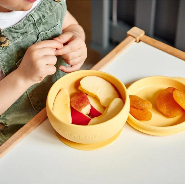 Taça em Silicone com Ventosa e Tampa Minikoioi Amarelo