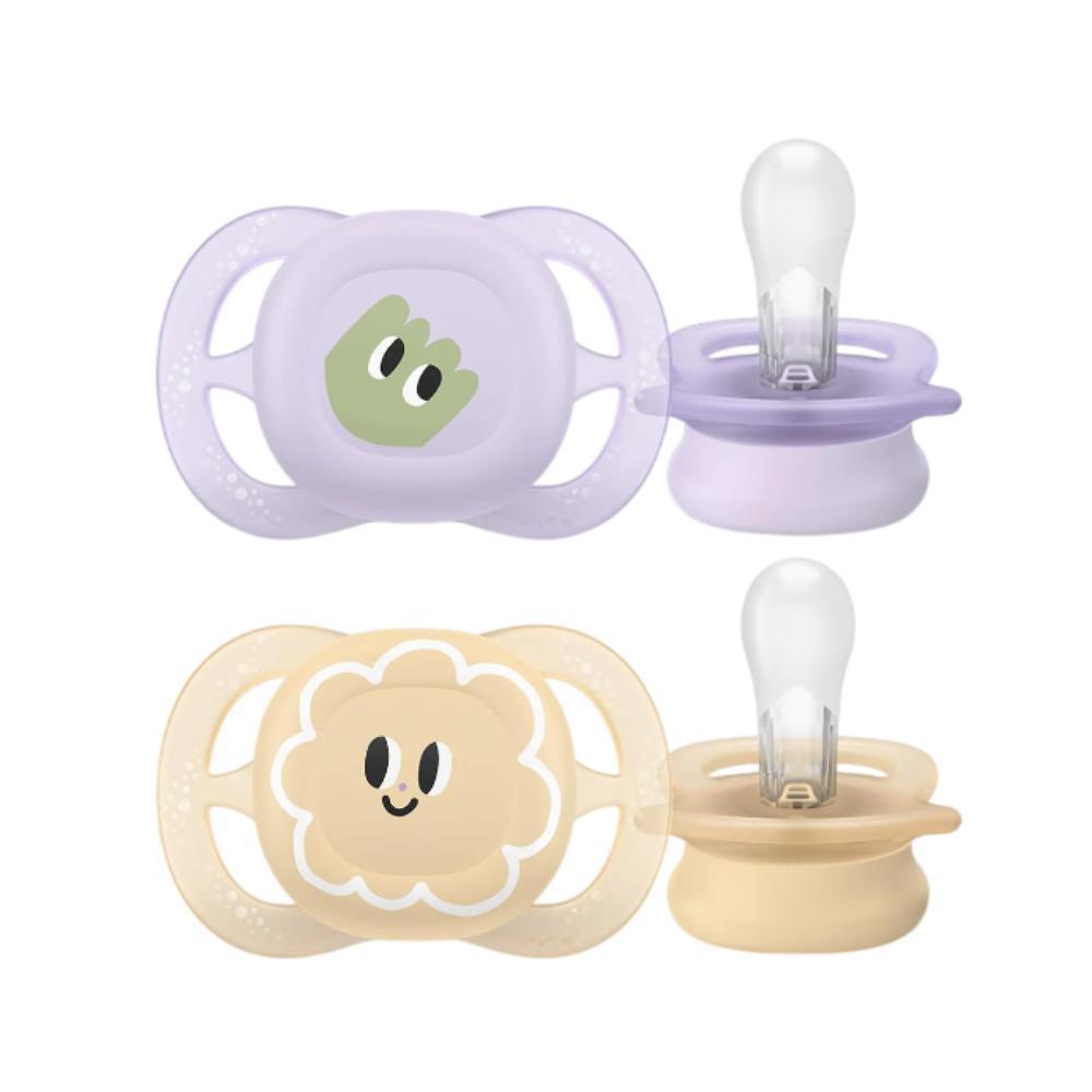 2 chupetes Philips Avent Ultra Start Deco para niñas de 0 a 2 meses