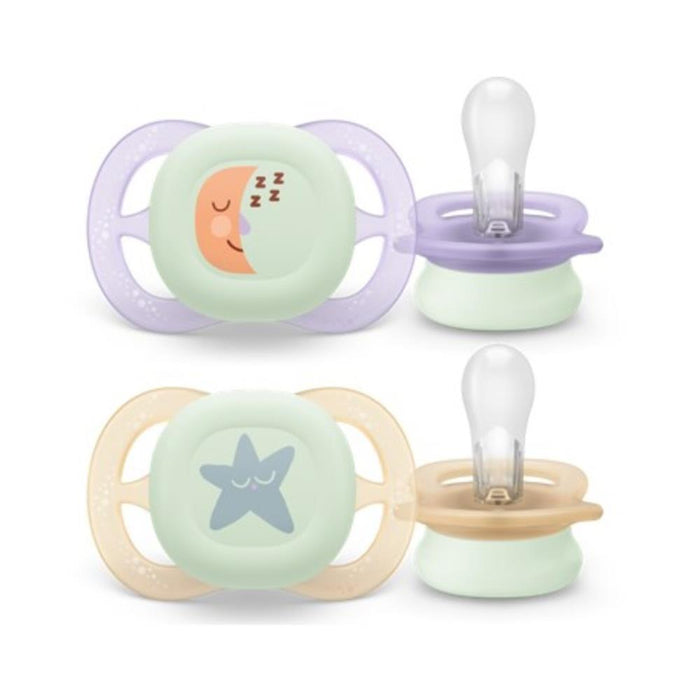 2 Chupetas Philips Avent Ultra Start Nighttime Menina 0-2m