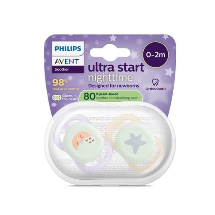 2 Chupetas Philips Avent Ultra Start Nighttime Menina 0-2m