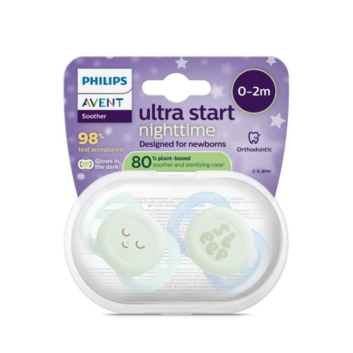 2 Chupetas Philips Avent Ultra Start Nighttime Menino 0-2m