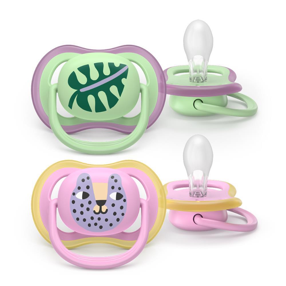 2 chupetes Philips Avent Ultra Air Deco para niñas de 6 a 18 meses