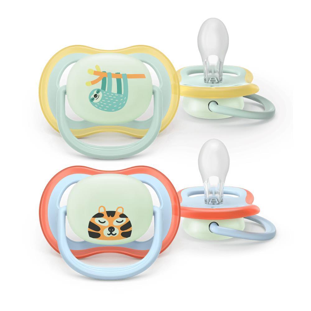 2 chupetes nocturnos Philips Avent Ultra Air para niños de 0 a 6 meses