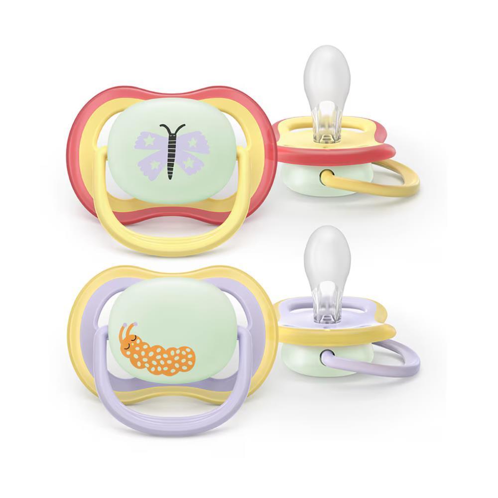 2 chupetes nocturnos Philips Avent Ultra Air para niñas de 0 a 6 meses